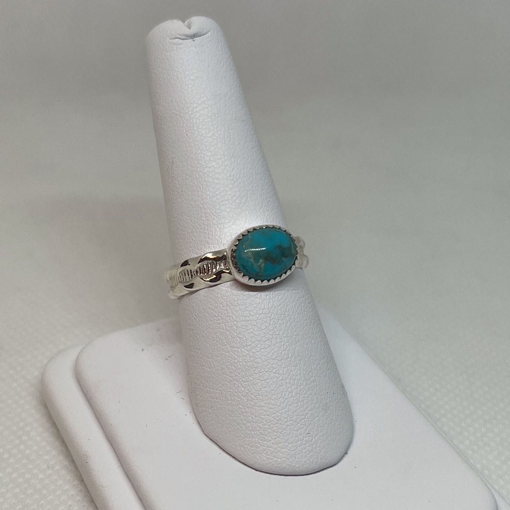 3Ct Mexican Turquoise Ring Handmade - Picture 2 of 4